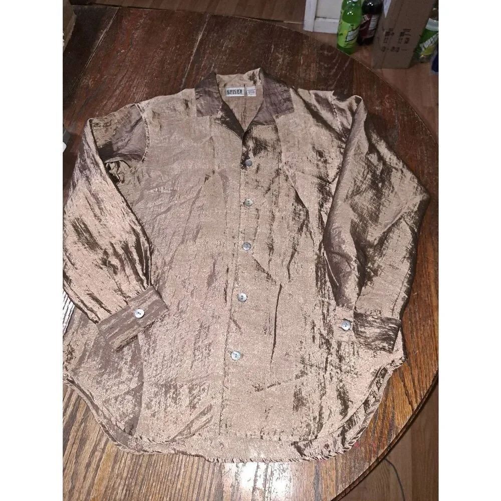 Size 4 Small Chicos Designs Size 0 Copper Semi Sheer Long Sleeve V Neck Blouse